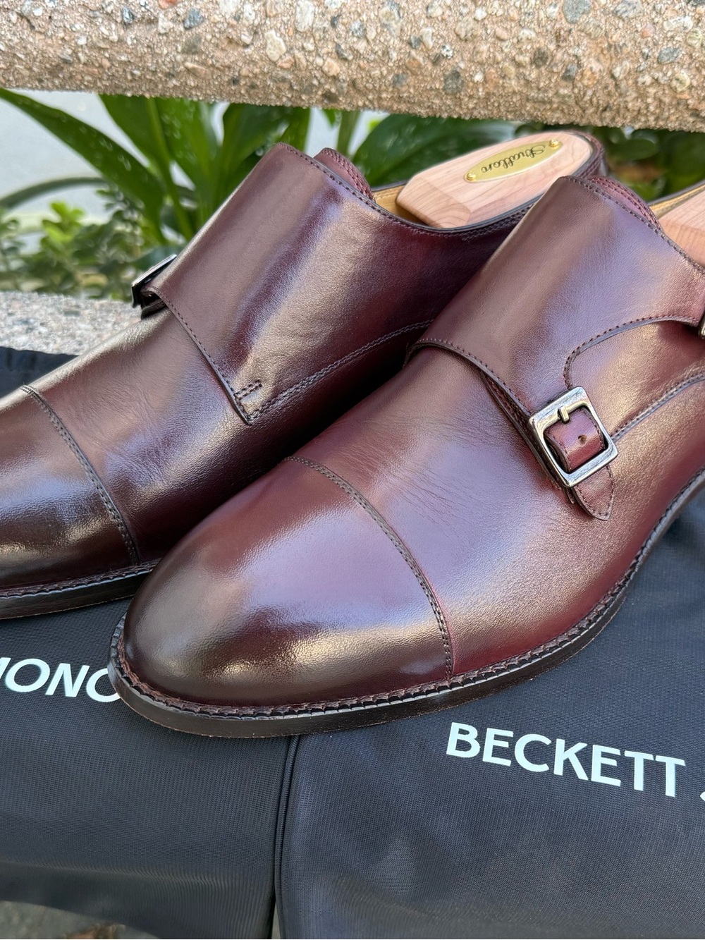 Beckett Simonon Hoyt Double Monk Straps in Bordeaux.